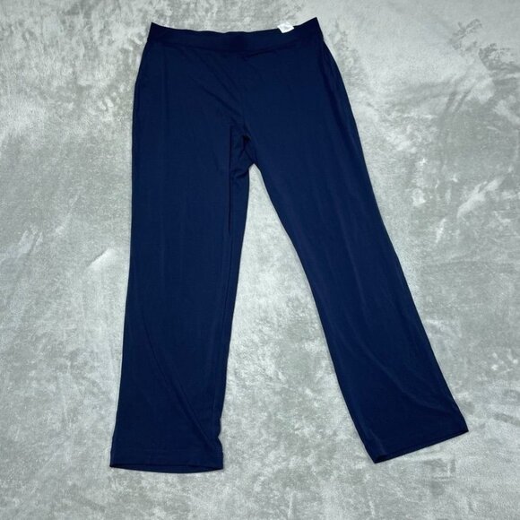 Susan Graver Essentials Liquid Knit Straight Leg Pants Dark Navy XL a0154 - Picture 1 of 9